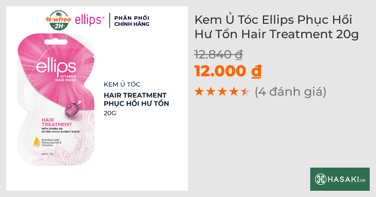 Kem Ủ Tóc Ellips Phục Hồi Hư Tổn Hair Treatment 20g