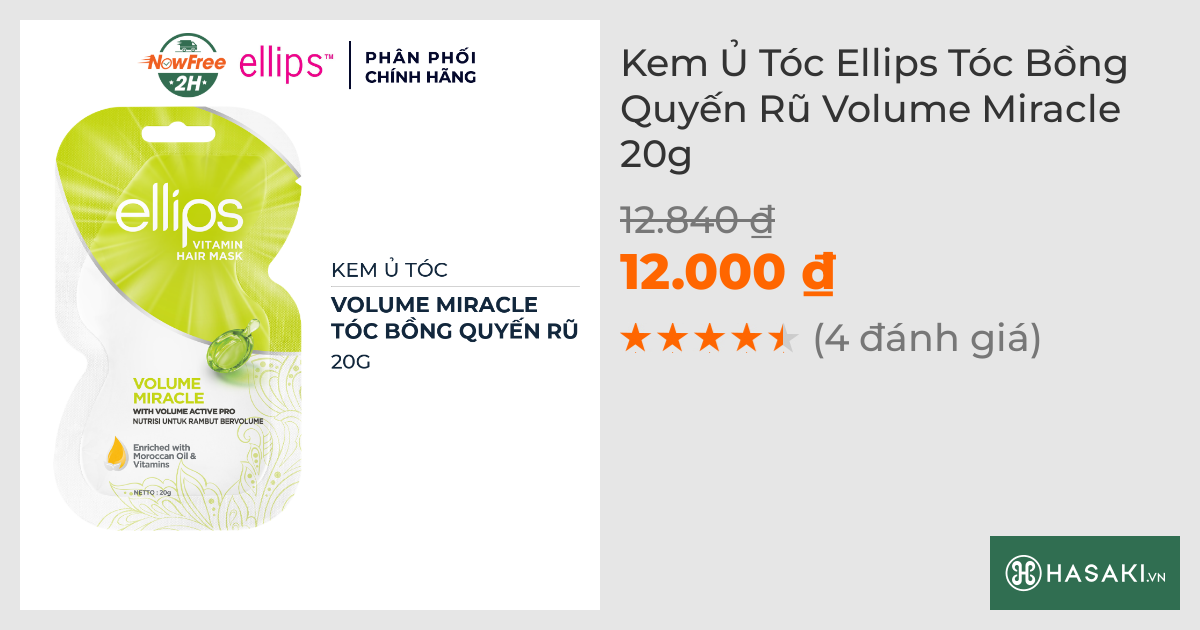 Kem Ủ Tóc Ellips Tóc Bồng Quyến Rũ Volume Miracle 20g