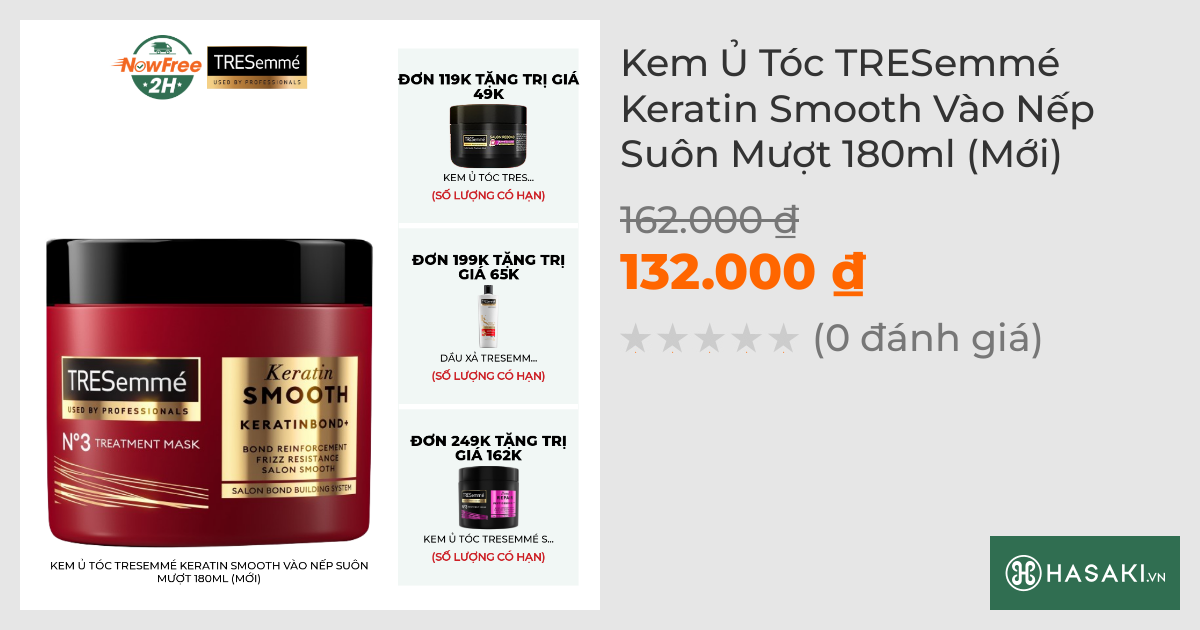 Kem Ủ Tóc TRESemmé Keratin Smooth Vào Nếp Suôn Mượt 180ml (Mới)