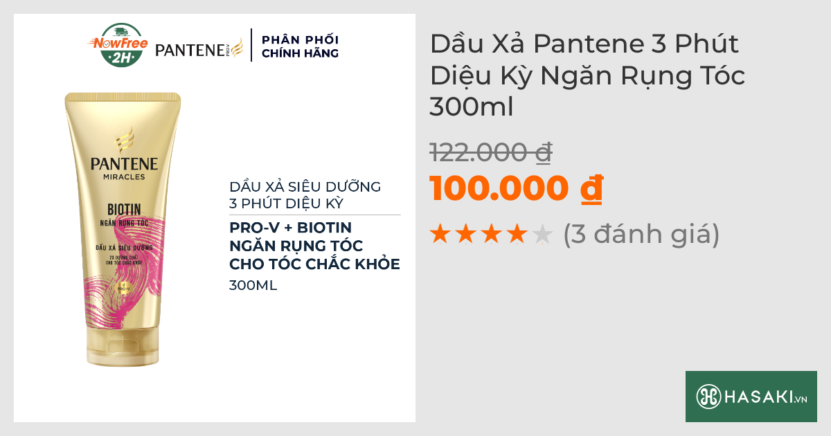 Dầu Xả Pantene 3 Phút Diệu Kỳ Ngăn Rụng Tóc 300ml