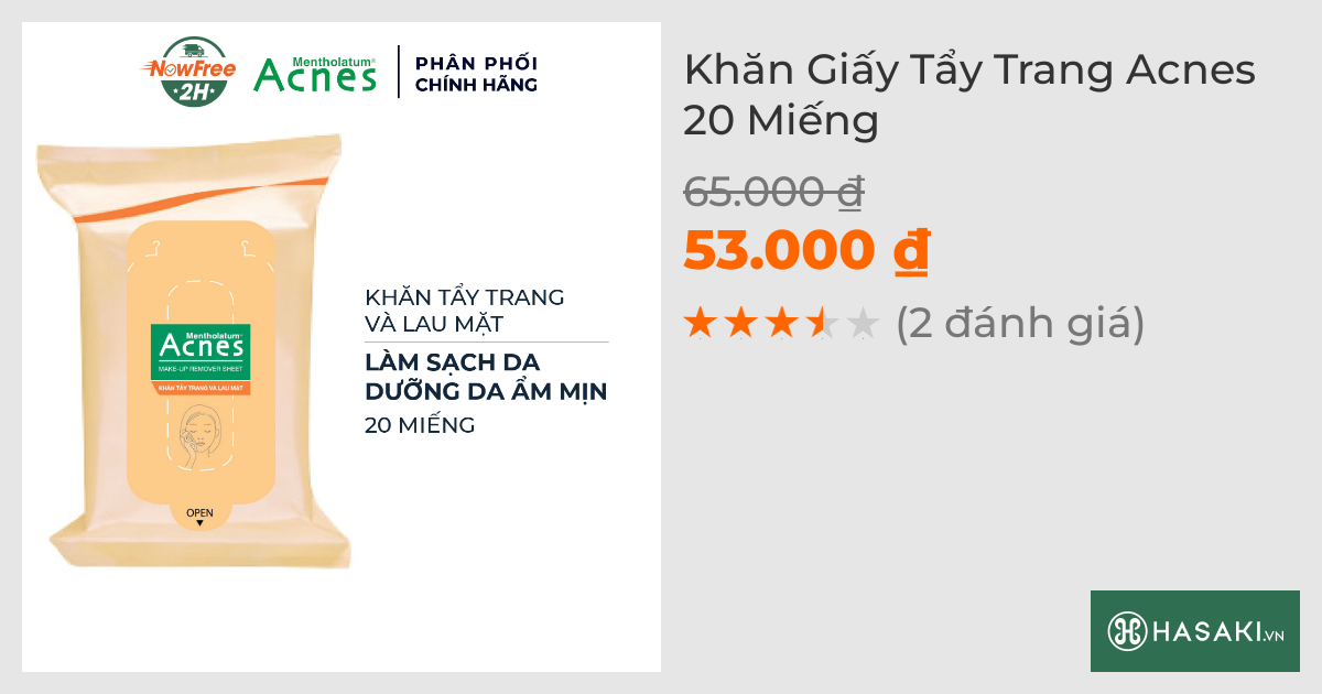 Khăn Tẩy Trang Acnes 20 Miếng