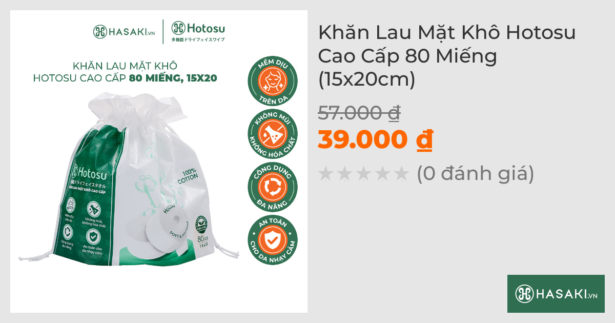 Khăn Lau Mặt Khô Hotosu Cao Cấp 80 Miếng (15x20cm)