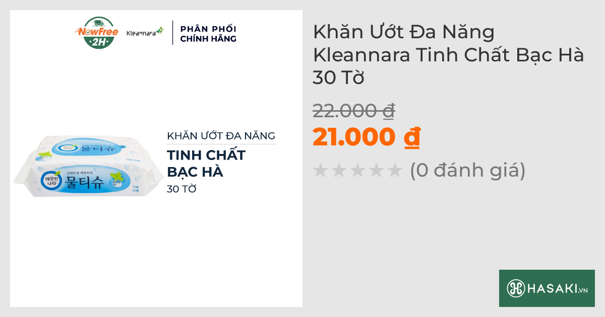 Khăn Ướt Đa Năng Kleannara Tinh Chất Bạc Hà 30 Tờ