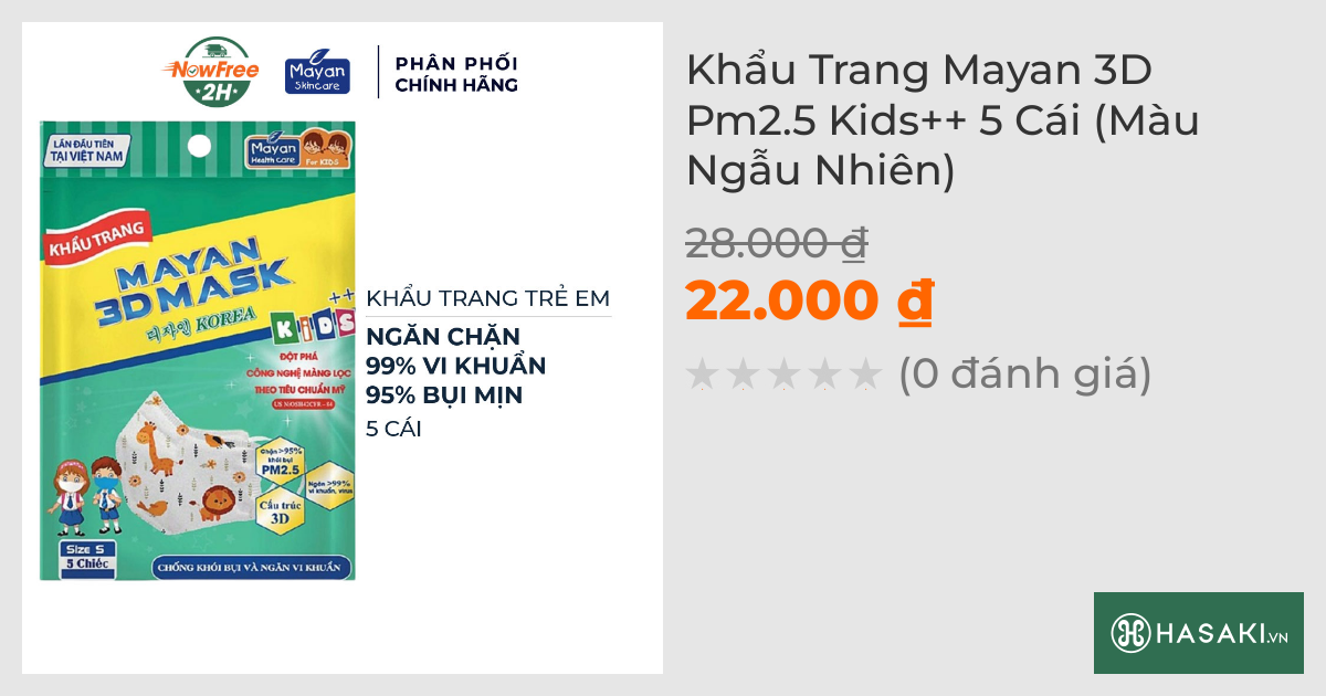 Khẩu Trang Mayan 3D Pm2.5 Kids++ 5 Cái (Màu Ngẫu Nhiên)