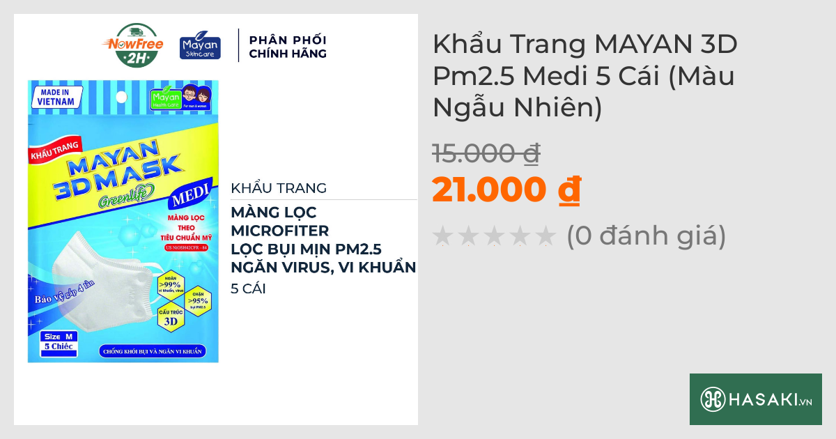 Khẩu Trang Mayan PM2.5 Size M 5 Cái (Màu Ngẫu Nhiên)