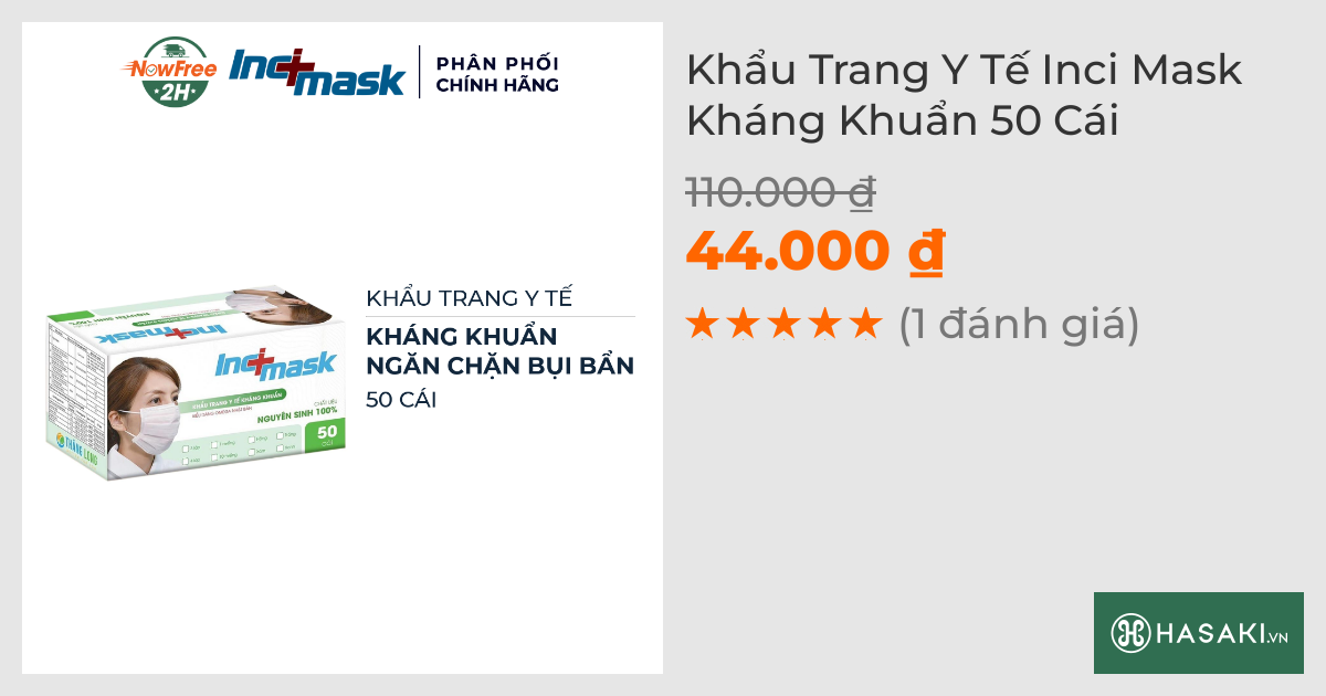 Khẩu Trang Y Tế Inci Mask Kháng Khuẩn 50 Cái