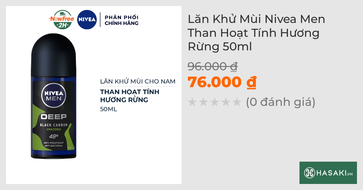 Lăn Khử Mùi Nivea Men Than Hoạt Tính Hương Rừng 50ml