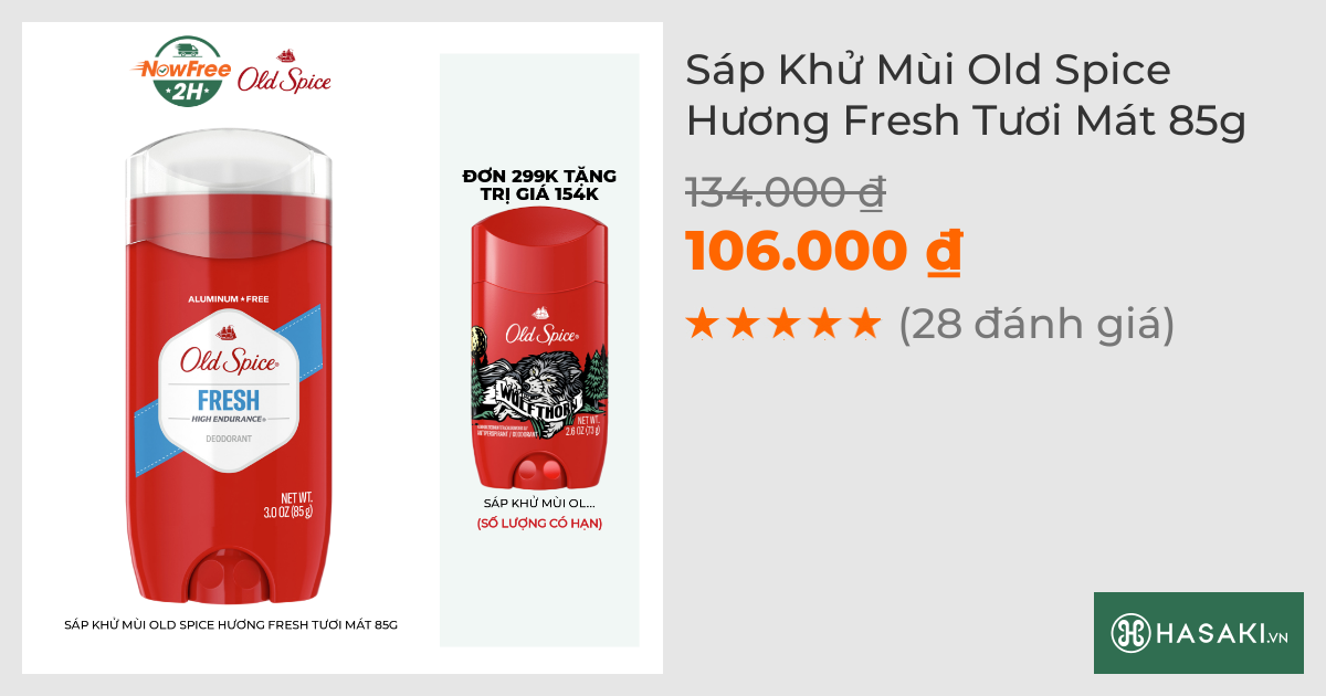 Sáp Khử Mùi Old Spice Hương Fresh Tươi Mát 85g