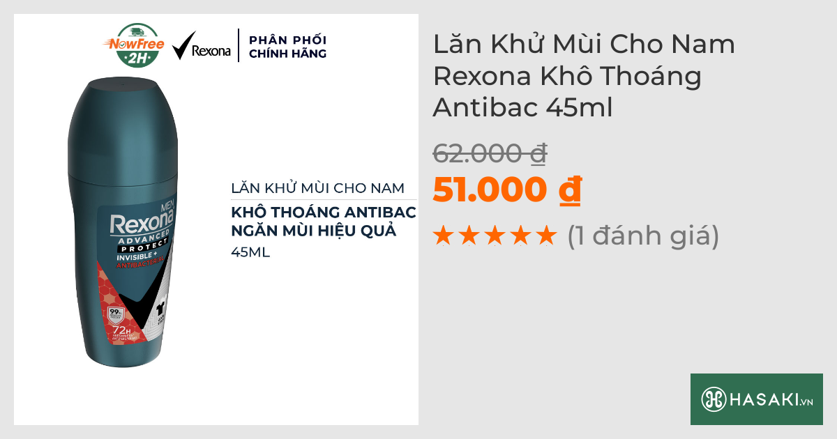 Lăn Khử Mùi Cho Nam Rexona Khô Thoáng Antibac 45ml