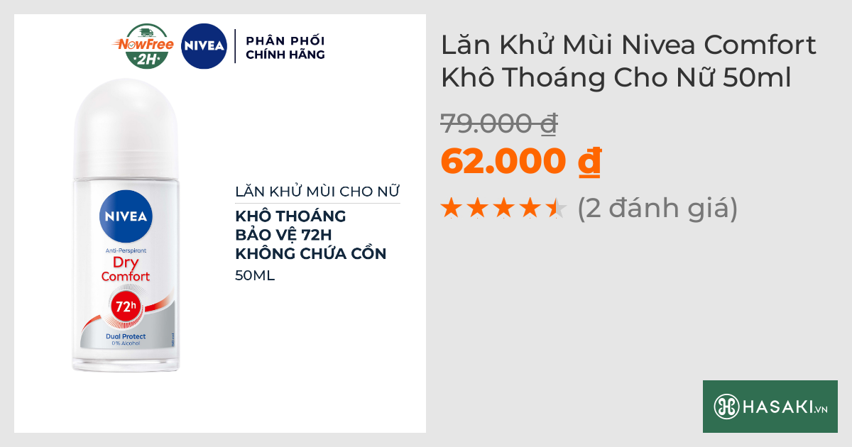 Lăn Khử Mùi Nivea Comfort Khô Thoáng Cho Nữ 50ml