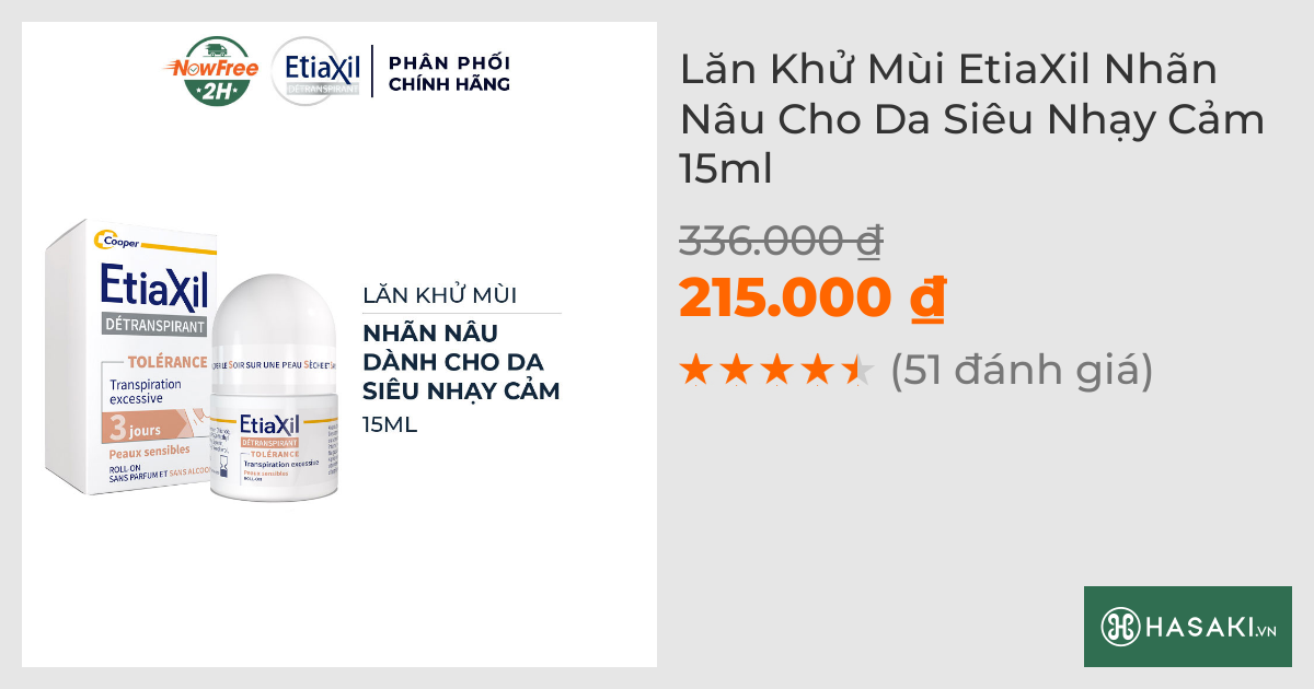 Lăn Khử Mùi EtiaXil Nhãn Nâu Cho Da Siêu Nhạy Cảm 15ml