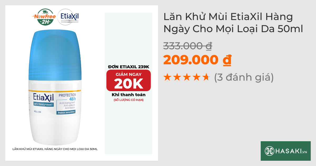 Lăn Khử Mùi EtiaXil Hàng Ngày Cho Mọi Loại Da 50ml