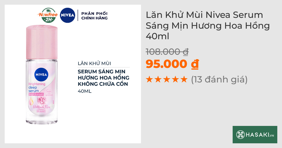 Lăn Khử Mùi Nivea Serum Sáng Mịn Hương Hoa Hồng 40ml