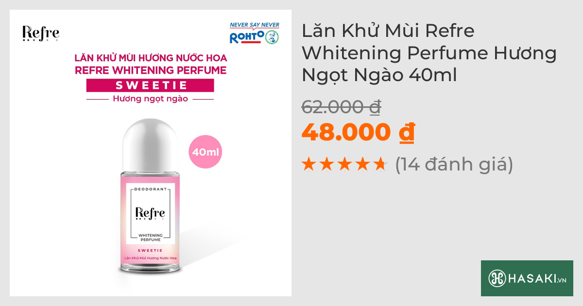 Lăn Khử Mùi Refre Whitening Perfume Hương Ngọt Ngào 40ml