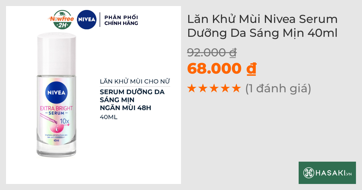 Lăn Khử Mùi Nivea Serum Dưỡng Da Sáng Mịn 40ml