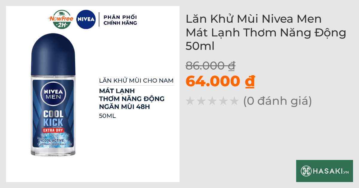 Lăn Khử Mùi Nivea Men Mát Lạnh Thơm Năng Động 50ml