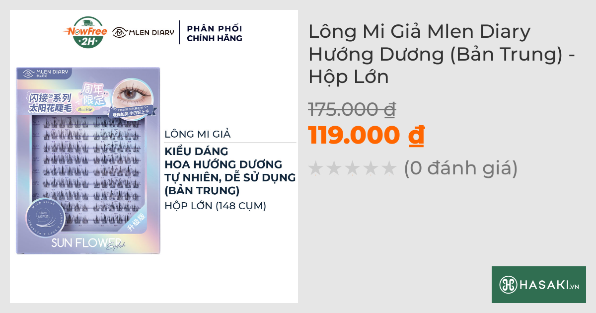 Lông Mi Giả Mlen Diary Hướng Dương (Bản Trung) - Hộp Lớn