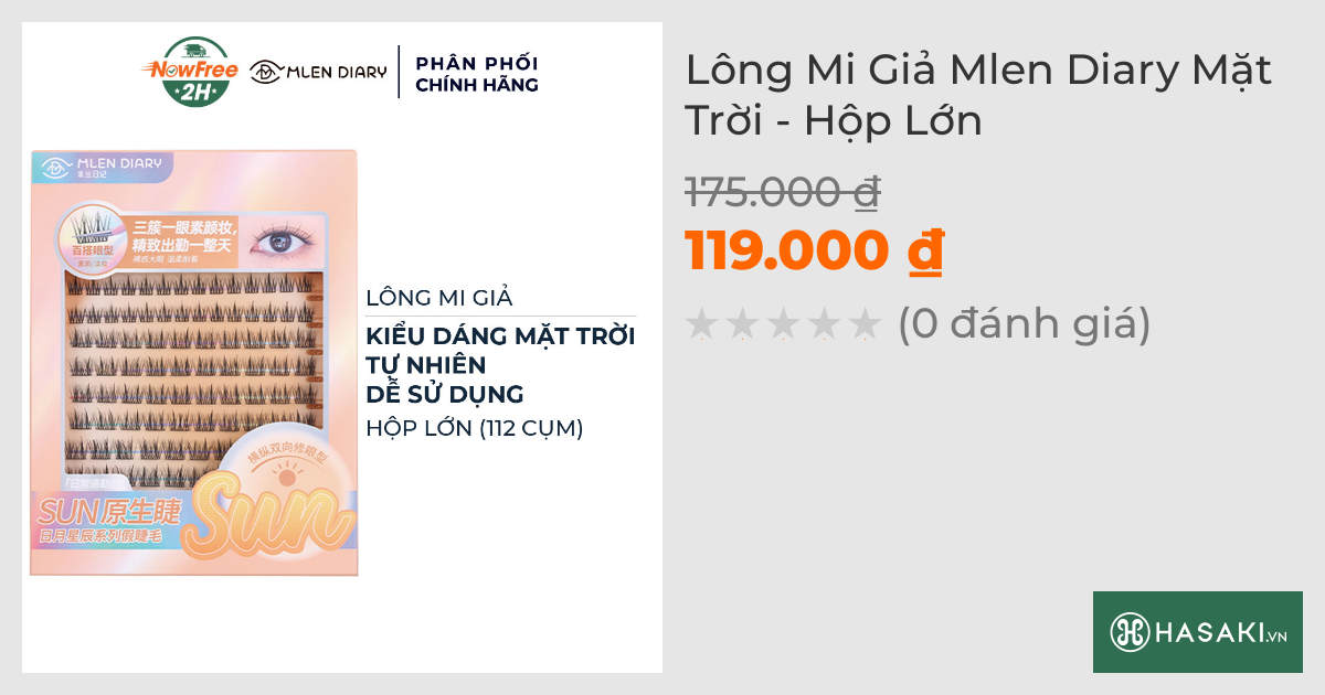 Lông Mi Giả Mlen Diary Mặt Trời - Hộp Lớn