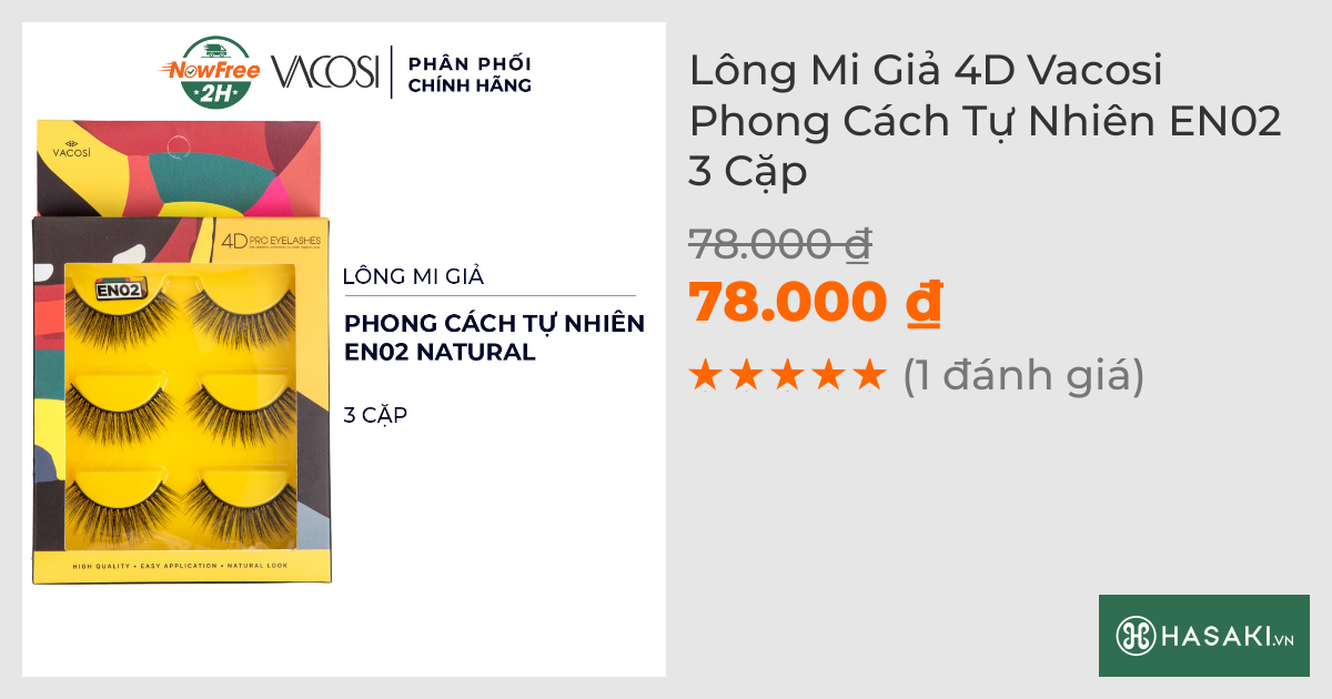 Lông Mi Giả 4D Vacosi Phong Cách Tự Nhiên EN02 3 Cặp