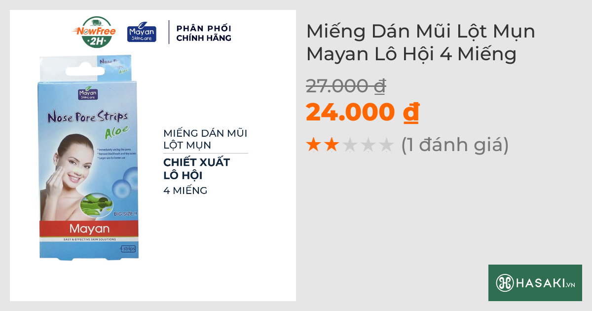 Miếng Dán Mũi Lột Mụn Mayan Lô Hội (4 Miếng)