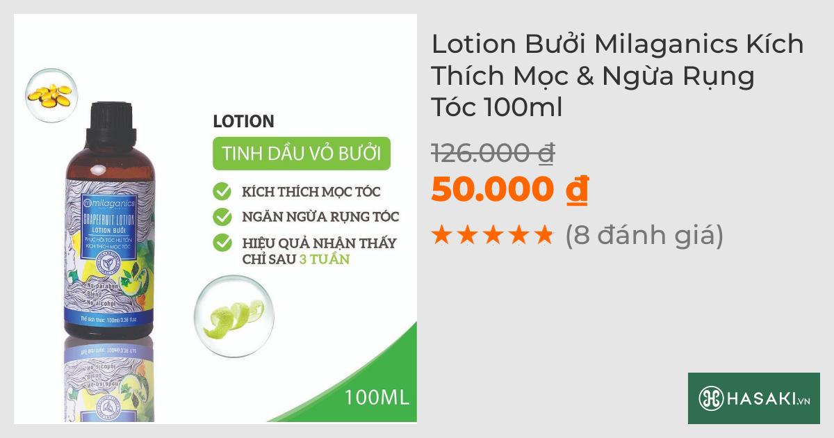 Lotion Bưởi Milaganics Kích Thích Mọc & Ngừa Rụng Tóc 100ml