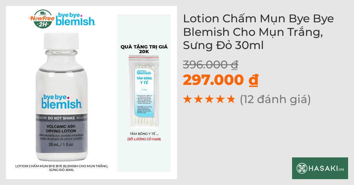 Lotion Chấm Mụn Bye Bye Blemish Cho Mụn Trắng, Sưng Đỏ 30ml