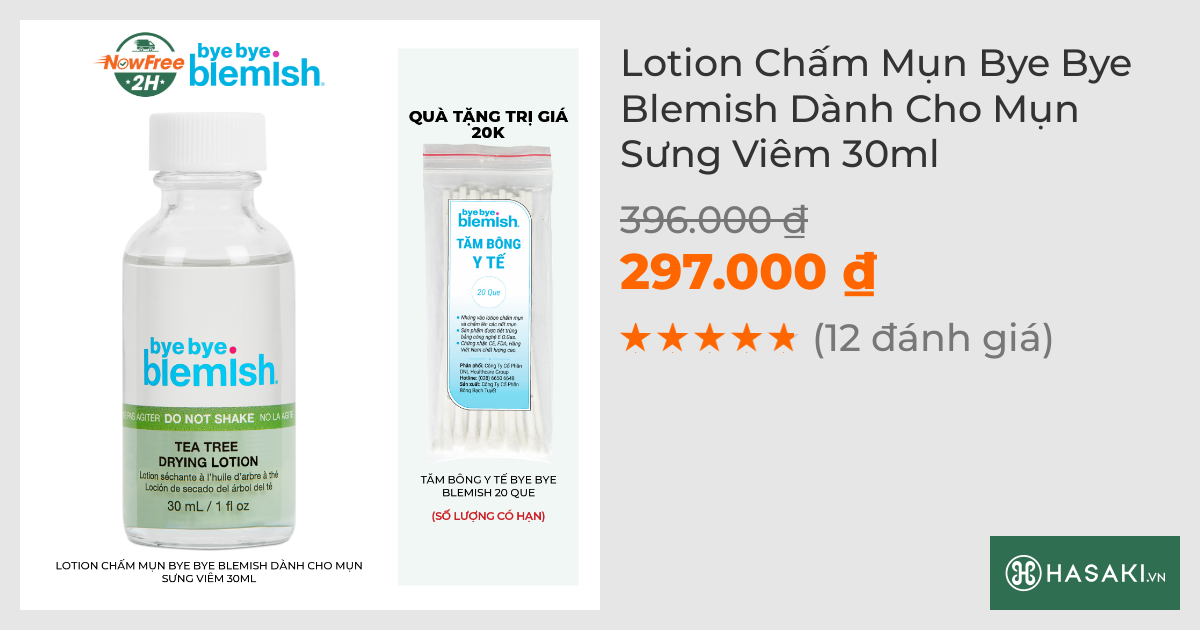 Lotion Chấm Mụn Bye Bye Blemish Dành Cho Mụn Sưng Viêm 30ml