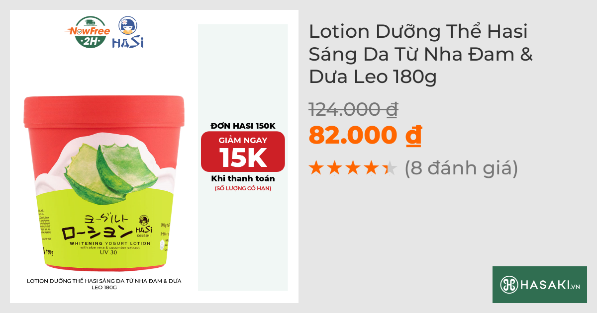 Lotion Dưỡng Thể Hasi Sáng Da Từ Nha Đam & Dưa Leo 180g