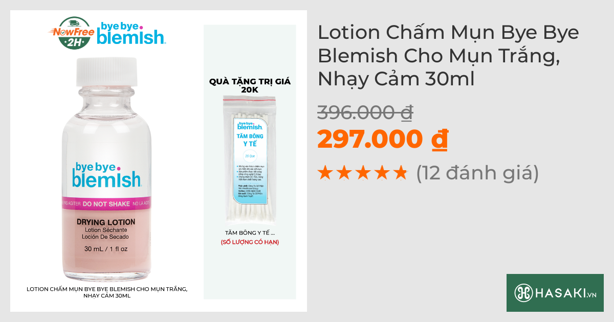 Lotion Chấm Mụn Bye Bye Blemish Cho Mụn Trắng, Nhạy Cảm 30ml