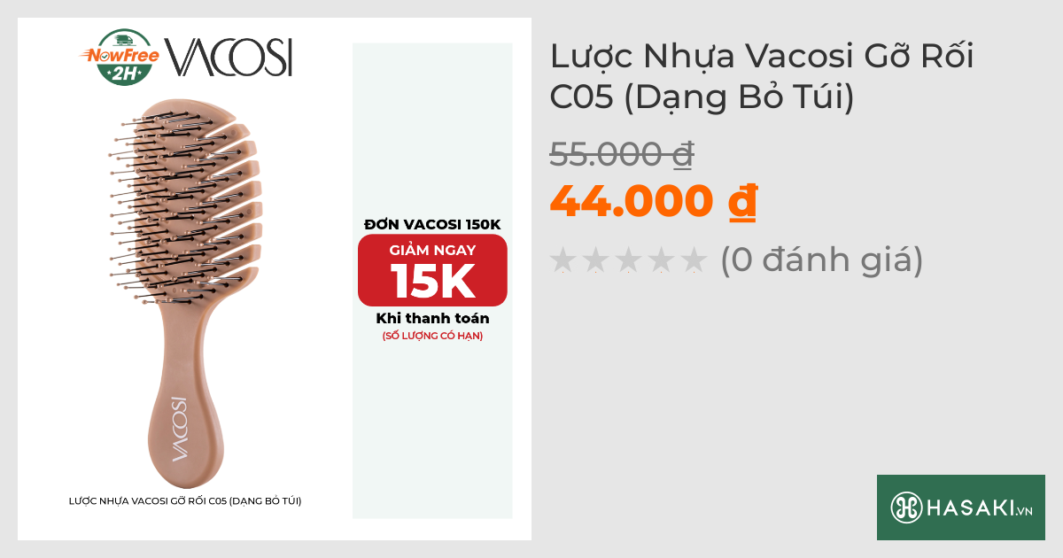 Lược Nhựa Vacosi Gỡ Rối C05 (Dạng Bỏ Túi)