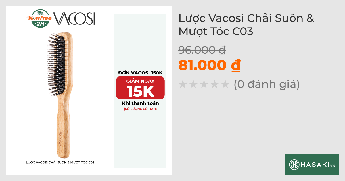 Lược Vacosi Chải Suôn & Mượt Tóc C03