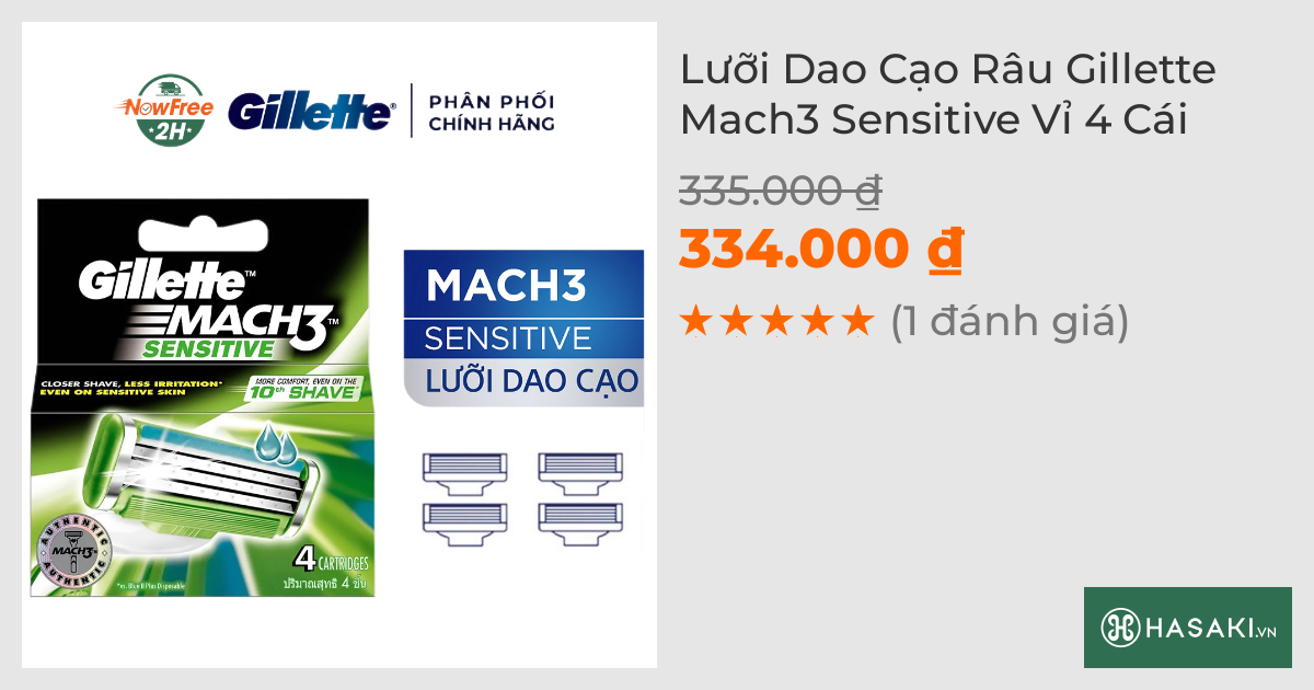 Lưỡi Dao Cạo Râu Gillette Mach3 Sensitive Vỉ 4 Cái