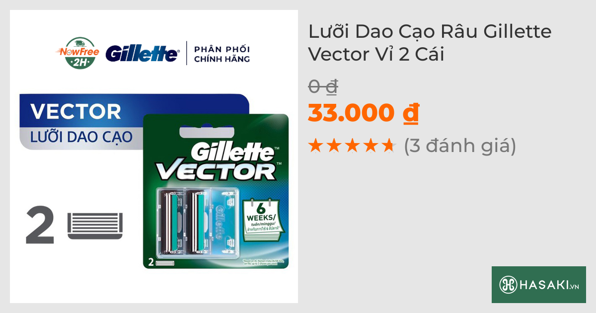 Lưỡi Dao Cạo Râu Gillette Vector Vỉ 2 Cái