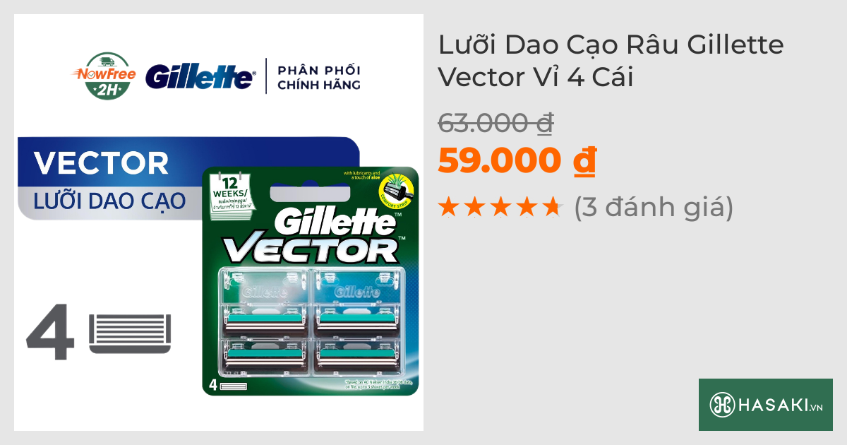 Lưỡi Dao Cạo Râu Gillette Vector Vỉ 4 Cái