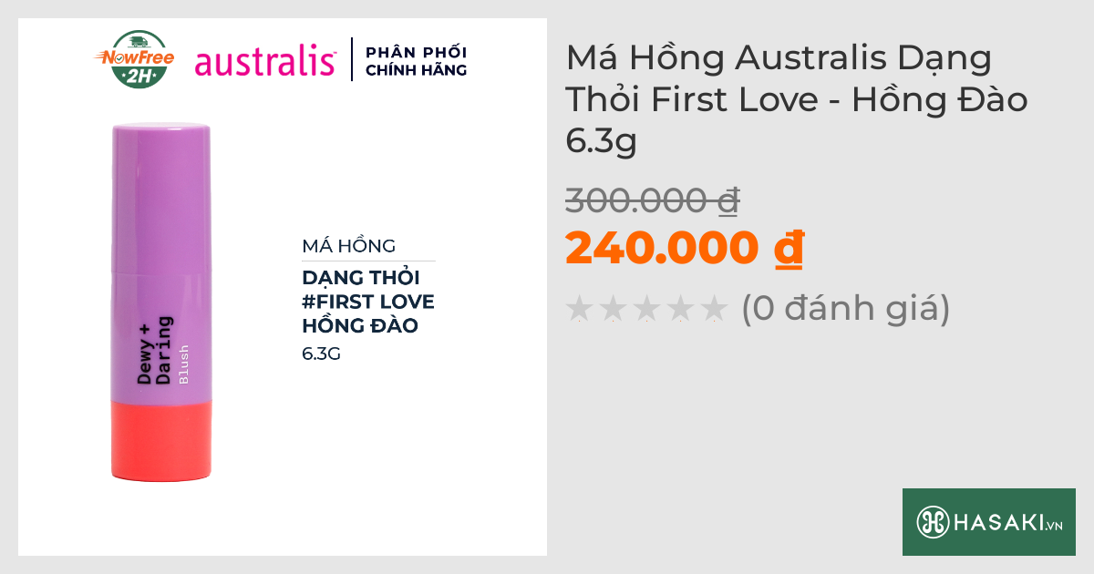 Má Hồng Australis Dạng Thỏi First Love - Hồng Đào 6.3g