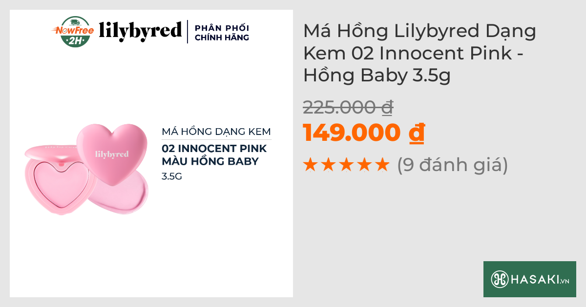 Má Hồng Lilybyred Dạng Kem 02 Innocent Pink - Hồng Baby 3.5g