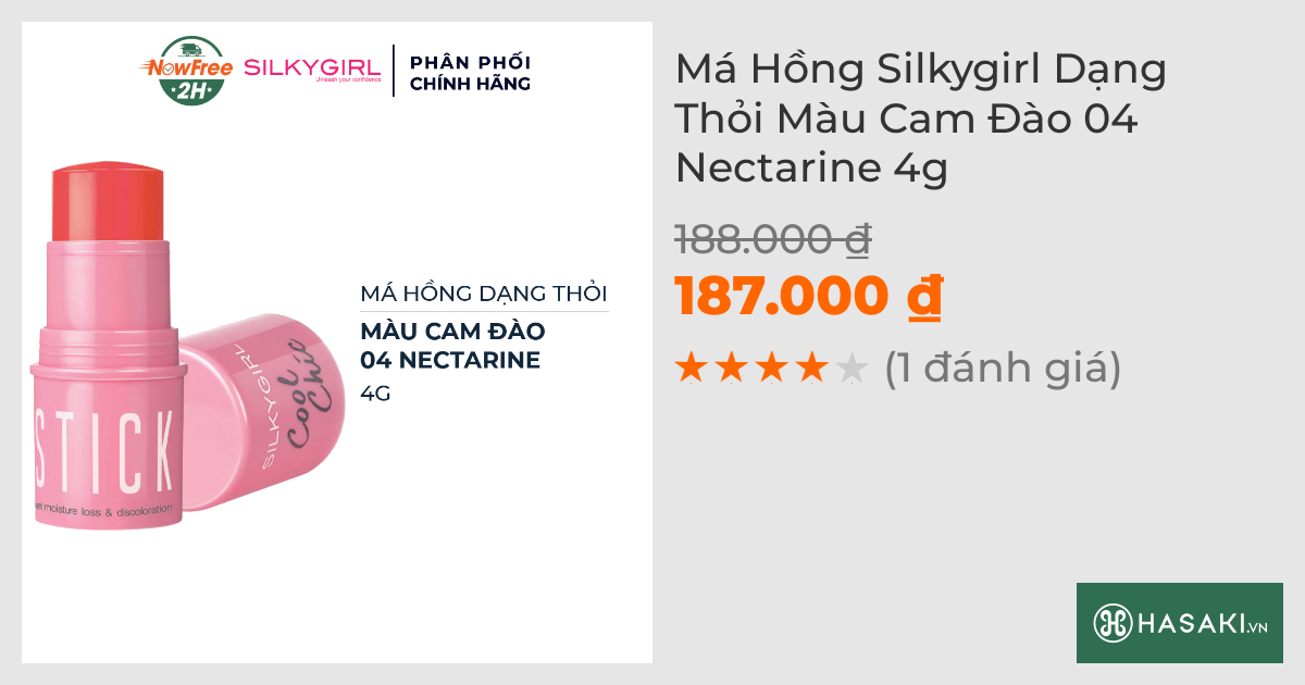 Má Hồng Silkygirl Dạng Thỏi Màu Cam Đào 04 Nectarine 4g