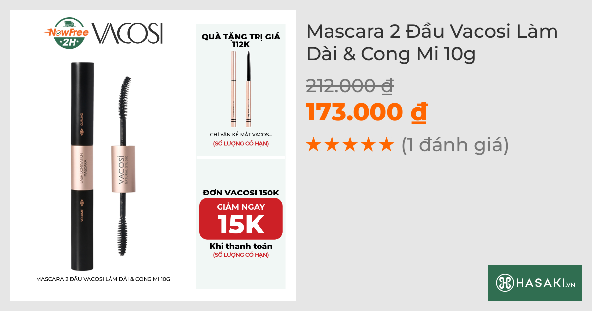 Mascara 2 Đầu Vacosi Làm Dài & Cong Mi 10g