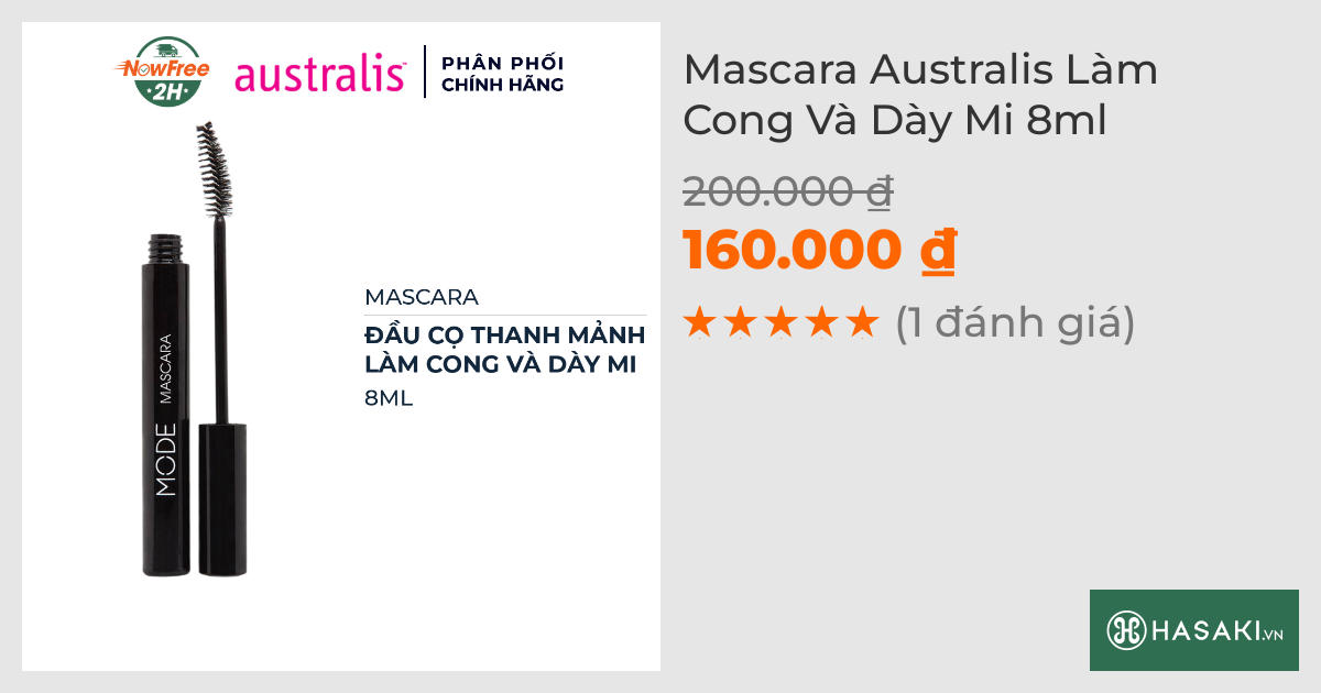 Mascara Australis Làm Cong Và Dày Mi 8ml