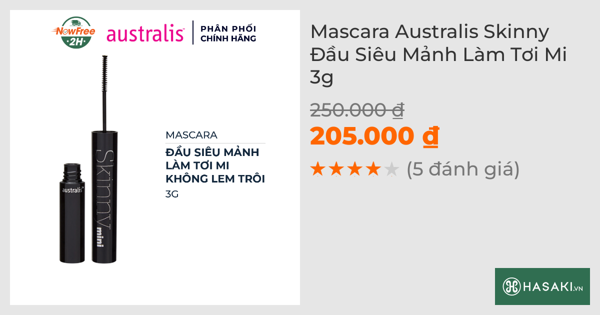 Mascara Australis Skinny Đầu Siêu Mảnh Làm Tơi Mi 3g