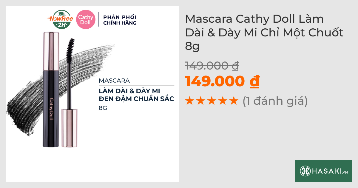 Mascara Cathy Doll Làm Dài & Dày Mi Chỉ Một Chuốt 8g