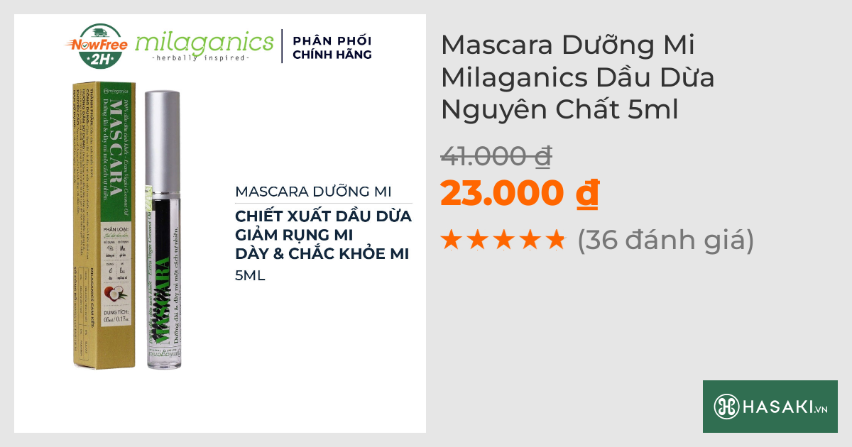 Mascara Dưỡng Mi Milaganics Dầu Dừa Nguyên Chất 5ml