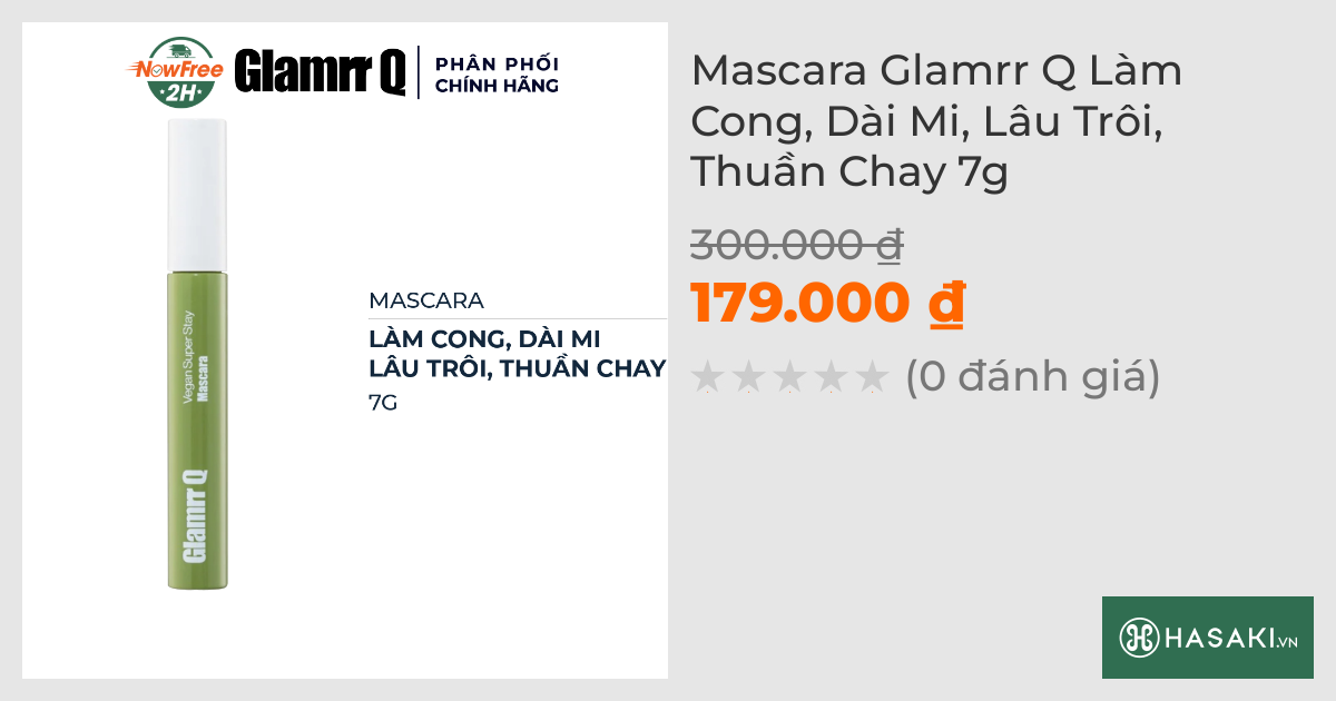 Mascara Glamrr Q Làm Cong, Dài Mi, Lâu Trôi, Thuần Chay 7g