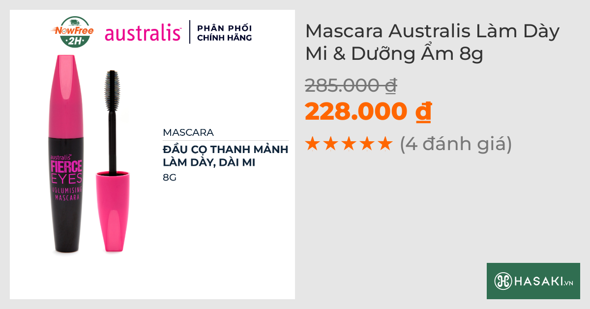 Mascara Australis Làm Dày Mi & Dưỡng Ẩm 8g