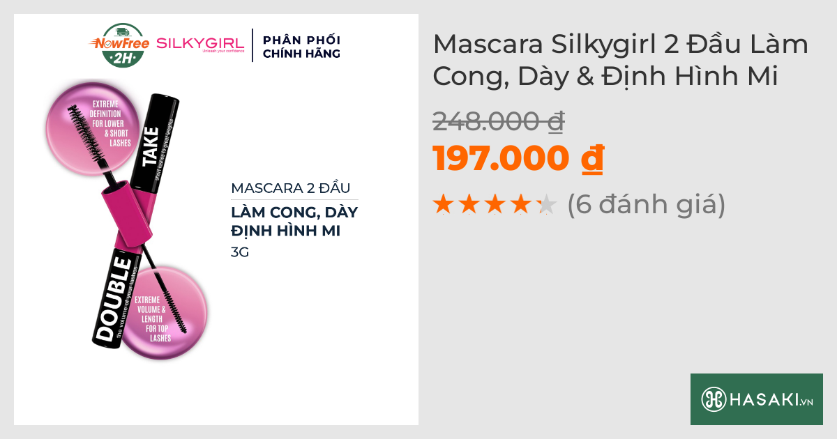 Mascara Silkygirl 2 Đầu Làm Cong, Dày & Định Hình Mi