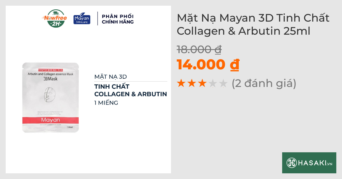 Mặt Nạ Mayan 3D Tinh Chất Collagen & Arbutin 25ml