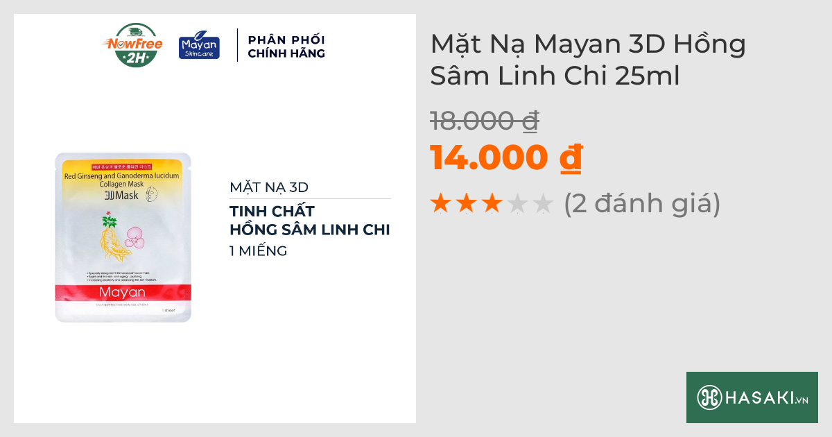 Mặt Nạ Mayan 3D Hồng Sâm Linh Chi 25ml