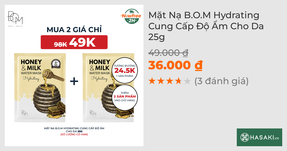 Mặt Nạ B.O.M Hydrating Cung Cấp Độ Ẩm Cho Da 25g