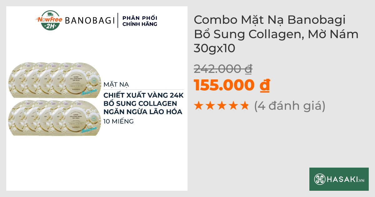 Combo 10 Mặt Nạ Banobagi Bổ Sung Collagen, Mờ Nám 30g