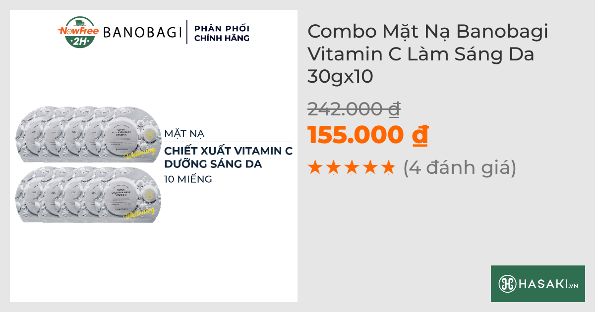 Combo 10 Mặt Nạ Banobagi Vitamin C Làm Sáng Da 30g